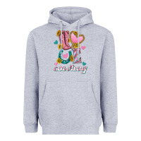 Heather Grey love western cowboy Heavyweight Hoodie - texasbilliewilder