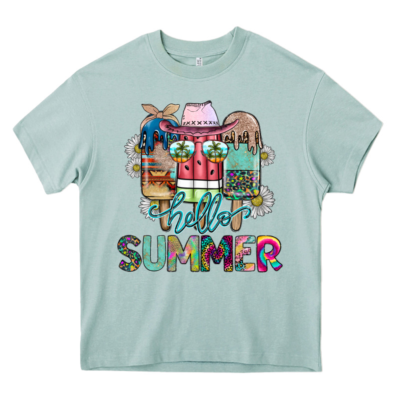 Hello Summer Heavy Core Tee by CowhideDigitalArt | Teevron