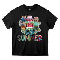 Black Hello Summer Heavy Core Tee - CowhideDigitalArt