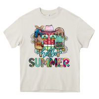 Cream Hello Summer Heavy Core Tee - CowhideDigitalArt