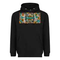 Black Blessed With Sunflower And Gemstone Heavyweight Hoodie - RanaPortraitStore