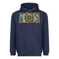 Navy Blessed With Sunflower And Gemstone Heavyweight Hoodie - RanaPortraitStore