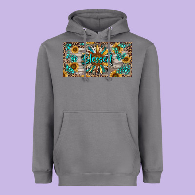 Heavyweight Hoodie Blessed With Sunflower And Gemstone