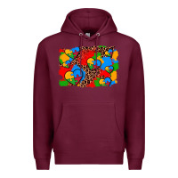 Burgundy autism heart background Premium Hoodie - AdoDesignShop