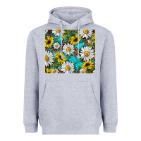Heather Grey Daisy and sunflower Heavyweight Hoodie - RanaPortraitStore