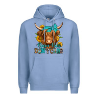 Colony Blue barn hair don't care long haired cow Premium Hoodie - Jasminsmagicworld