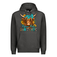 Charcoal Heather barn hair don't care long haired cow Premium Hoodie - Jasminsmagicworld