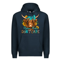 Navy barn hair don't care long haired cow Premium Hoodie - Jasminsmagicworld