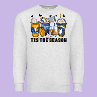 Tis' The Season Volleyball Coffee Cups Premium Sweatshirt Designed By Zillion Design Studio