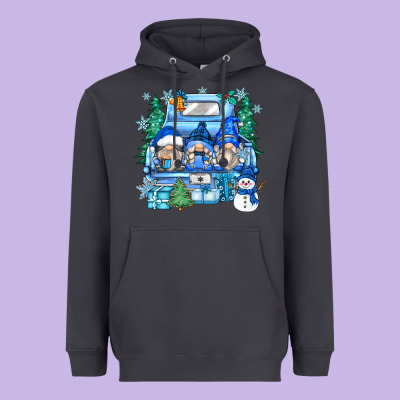 Snowman Gnome Truck Heavyweight Hoodie Designed By Zillion Design Studio