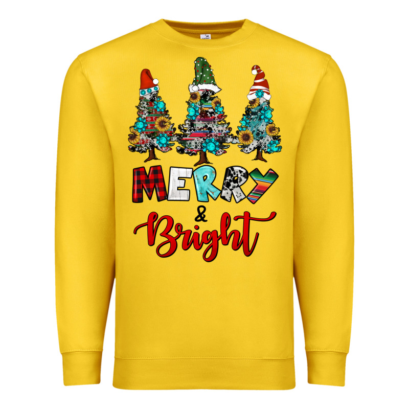 Western Trees Merry And Bright Christmas Premium Sweatshirt by RanaPortraitStore | Teevron