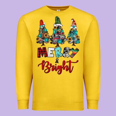 Western Trees Merry And Bright Christmas Premium Sweatshirt Designed By Ranaportraitstore