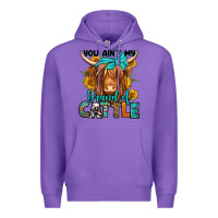 Purple you ain't my brand of cattle longhaired cow Premium Hoodie - Jasminsmagicworld