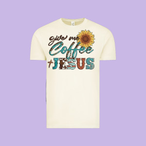 Give Me Coffee And Jesus Vintage Tee Designed By Artiststas