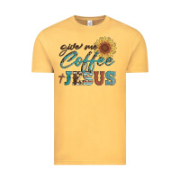 Vintage Mustard give me coffee and jesus Vintage Tee - Artiststas