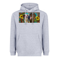 Heather Grey Heifers With Sunflowers And Leopard Heavyweight Hoodie - RanaPortraitStore