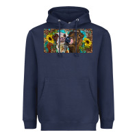 Navy Heifers With Sunflowers And Leopard Heavyweight Hoodie - RanaPortraitStore