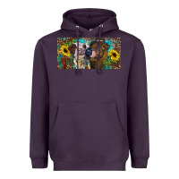 Plum Heifers With Sunflowers And Leopard Heavyweight Hoodie - RanaPortraitStore