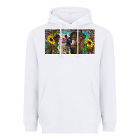 White Heifers With Sunflowers And Leopard Heavyweight Hoodie - RanaPortraitStore
