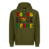 Army Green young black and free Premium Hoodie - Artiststas