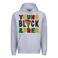 Heather Grey young black and free Premium Hoodie - Artiststas