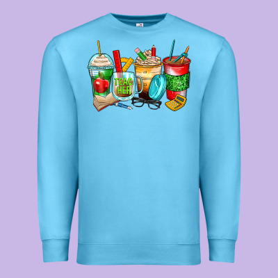 Teacher Coffee Cups Premium Sweatshirt Designed By Zillion Design Studio