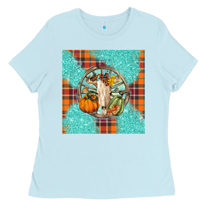 Fall Bull Skull Ladies Tee by BarkalooDesign | Teevron