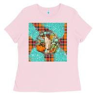 Bubblegum Pink fall bull skull Ladies Tee - BarkalooDesign