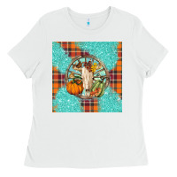 White fall bull skull Ladies Tee - BarkalooDesign