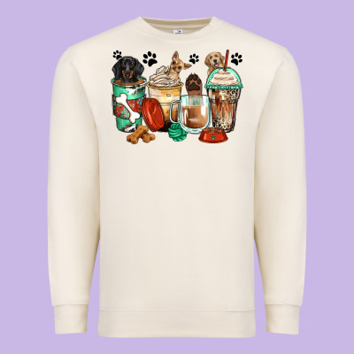 Dog Coffee Cups Premium Sweatshirt Designed By Zillion Design Studio