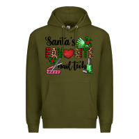Army Green santa's favorite nail tech Premium Hoodie - AdoDesignShop