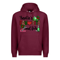 Burgundy santa's favorite nail tech Premium Hoodie - AdoDesignShop