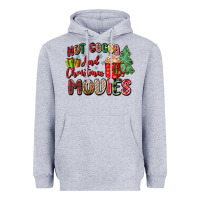 Heather Grey hot cocoa and christmas movies Heavyweight Hoodie - Zillion Design Studio