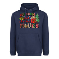 Navy hot cocoa and christmas movies Heavyweight Hoodie - Zillion Design Studio