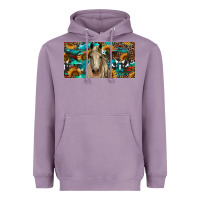 Lavender Horse With Sunflowers Aztec And Cowhide Heavyweight Hoodie - RanaPortraitStore