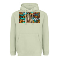 Matcha Horse With Sunflowers Aztec And Cowhide Heavyweight Hoodie - RanaPortraitStore