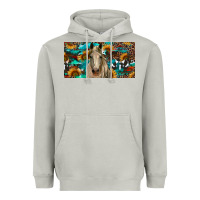 Moon Dust Horse With Sunflowers Aztec And Cowhide Heavyweight Hoodie - RanaPortraitStore