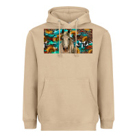Mushroom Horse With Sunflowers Aztec And Cowhide Heavyweight Hoodie - RanaPortraitStore