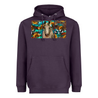 Plum Horse With Sunflowers Aztec And Cowhide Heavyweight Hoodie - RanaPortraitStore