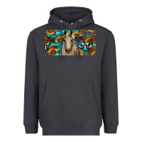 Smoke Horse With Sunflowers Aztec And Cowhide Heavyweight Hoodie - RanaPortraitStore