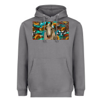 Storm Horse With Sunflowers Aztec And Cowhide Heavyweight Hoodie - RanaPortraitStore