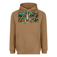 Toasted Coconut Horse With Sunflowers Aztec And Cowhide Heavyweight Hoodie - RanaPortraitStore