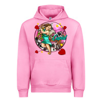 Fuchsia Pink cupid with arrows and stars Urban Hoodie - AdoDesignShop