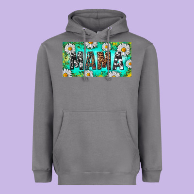 Heavyweight Hoodie Turquoise and Daisy Mama
