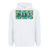 White Turquoise and Daisy Mama Heavyweight Hoodie - RanaPortraitStore