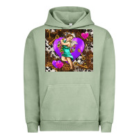 Pigment Oil Green cupid and heart Urban Hoodie - AdoDesignShop