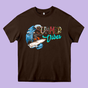 Summer Vibes Heavy Core Tee Designed By Cowhidedigitalart