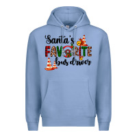 Colony Blue santa's favorite bus driver Premium Hoodie - AdoDesignShop
