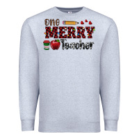 Heather Grey one merry teacher Premium Sweatshirt - RanaPortraitStore