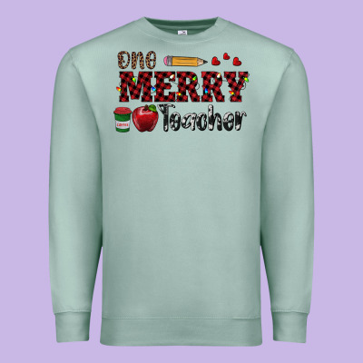 One Merry Teacher Premium Sweatshirt Designed By Ranaportraitstore